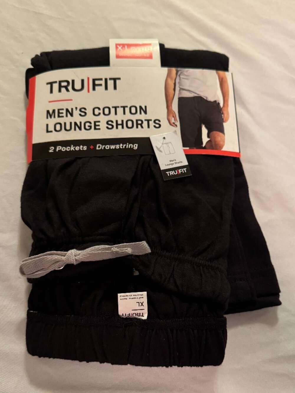 Tru Fit men's cotton lounge shorts XL black. New.